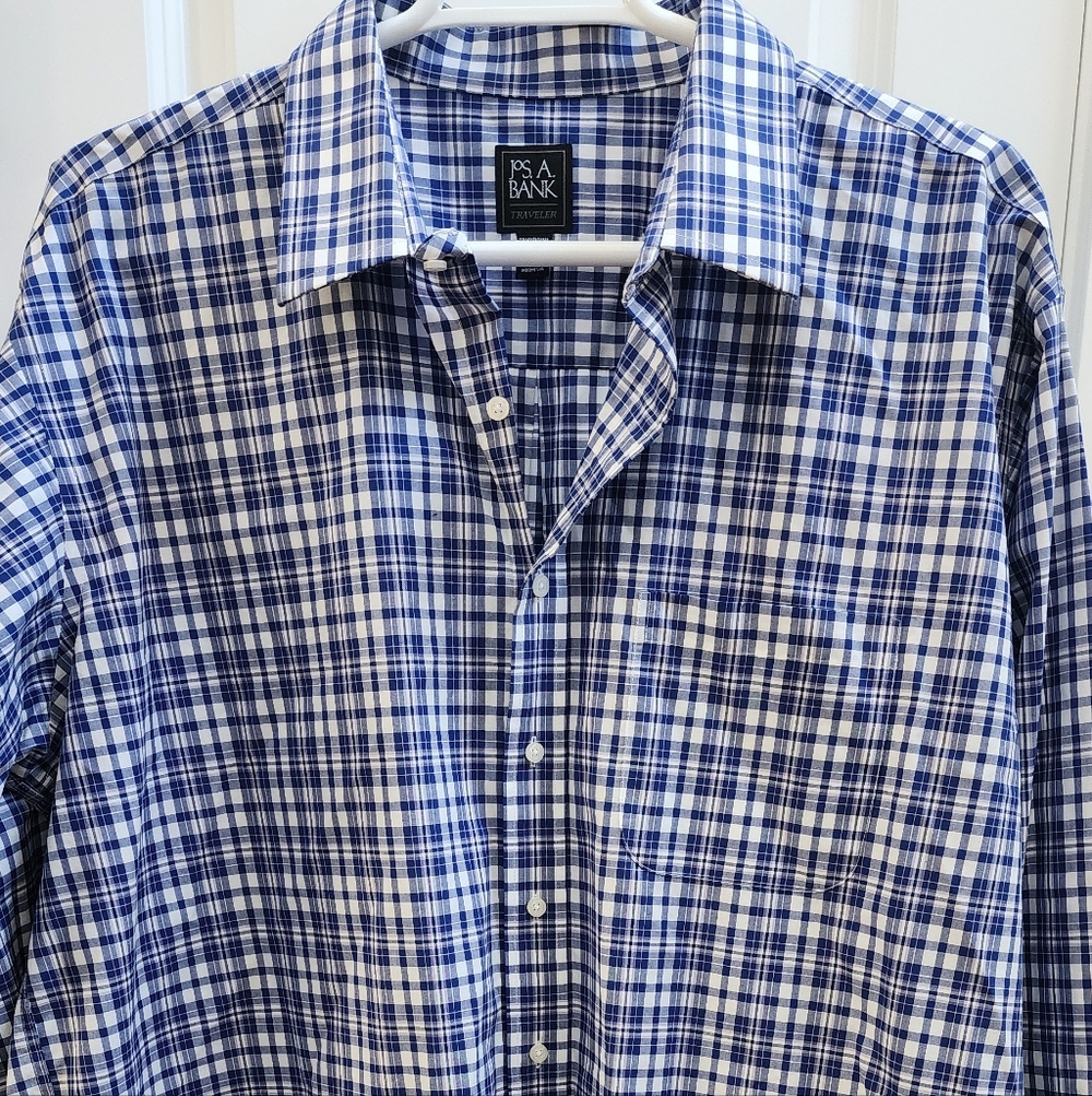 Jos. A. Bank Navy and White Checkered Men's Shirt
